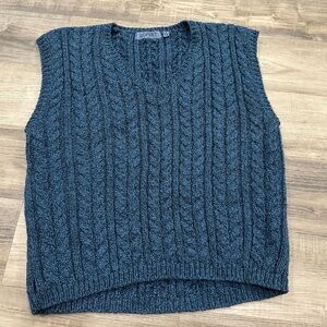 Vintage ESPRIT Cable Knit Sweater Vest – Blue/Teal – Size M